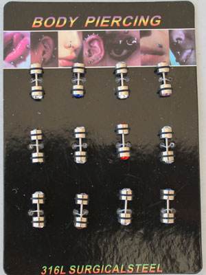 Stainless steel double bulb in BODY JEWELRY BO0014